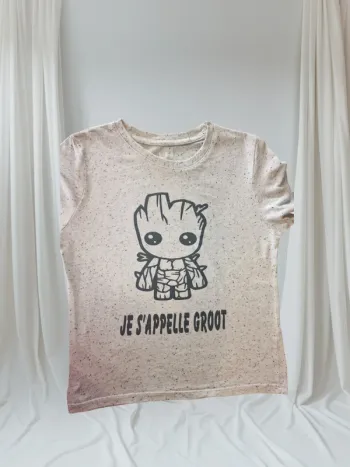 Tee-shirt Blanc Chiné, La Halle, Groot, 10 ans