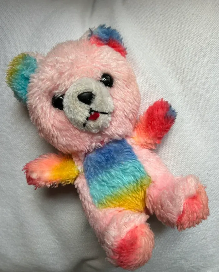 Peluche ours arc-en-ciel, vintage 80s - photo numéro 3