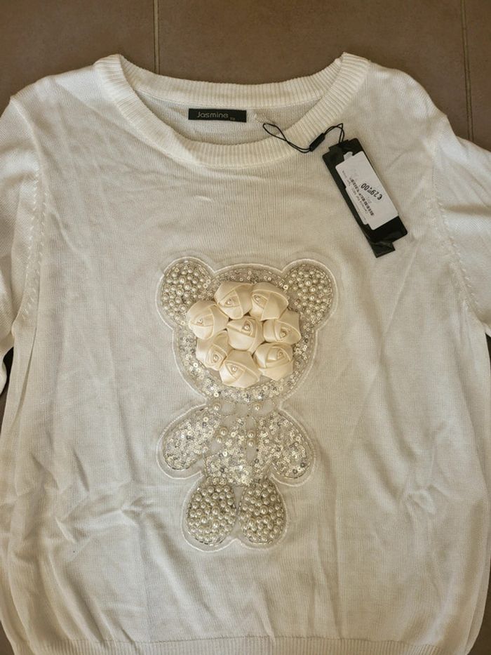 Sweat fin blanc de la marque Jasmine taille unique 💐 - photo numéro 2