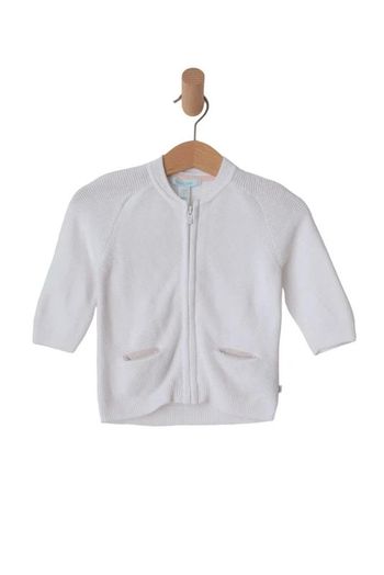 Gilet zippé blanc 100% coton - Obaïbi bébé garçon 6 mois (68cm)