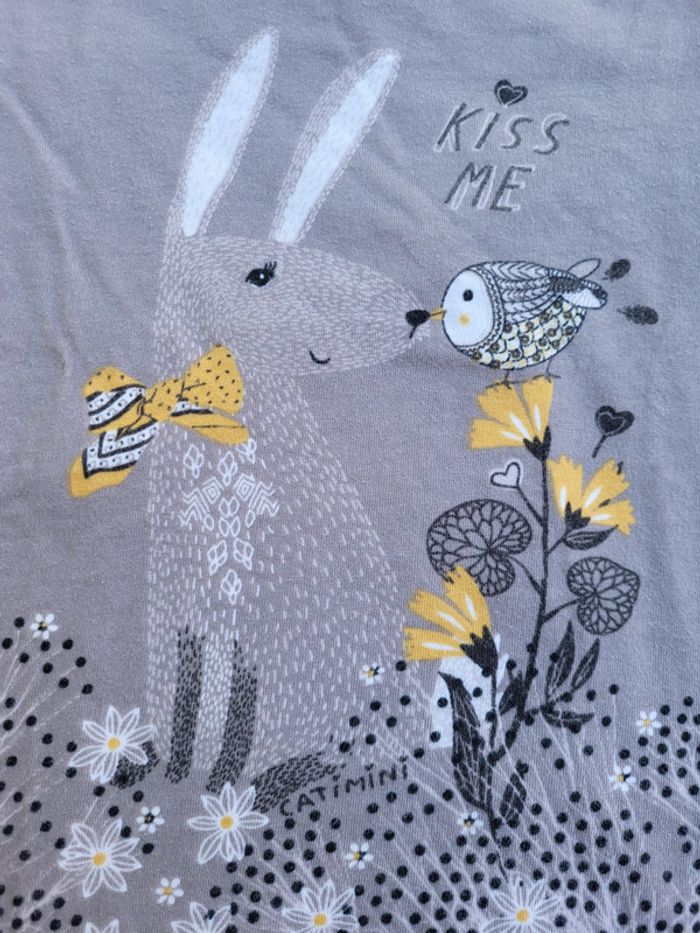 Superbe tee-shirt manches longues Catimini, gris et jaune moutarde, original, 4 ans - photo numéro 6