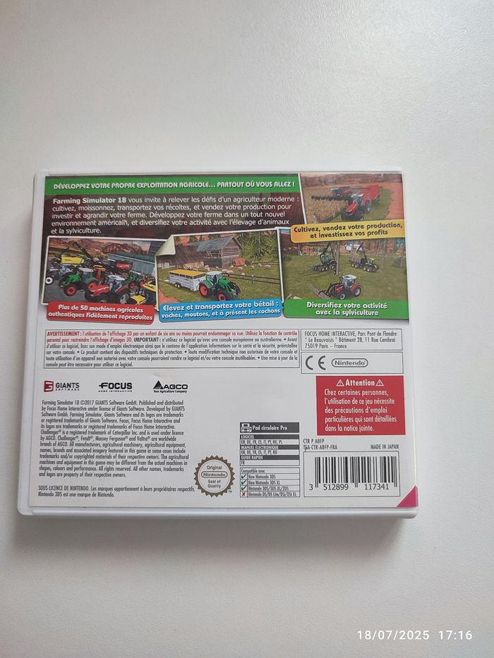 Jeu DS Farming Simulator 18 - photo numéro 2