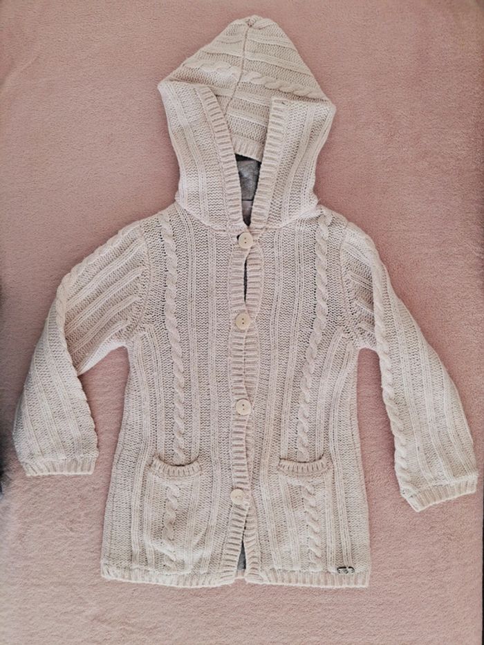 Gilet long doublé à capuche Cyrillus 3 ans rose clair