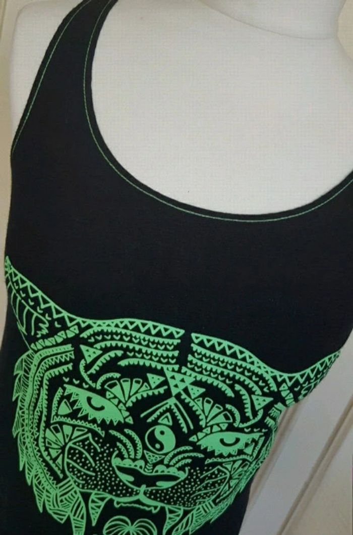 T shirt éthnique tigre fluo vert - photo numéro 5