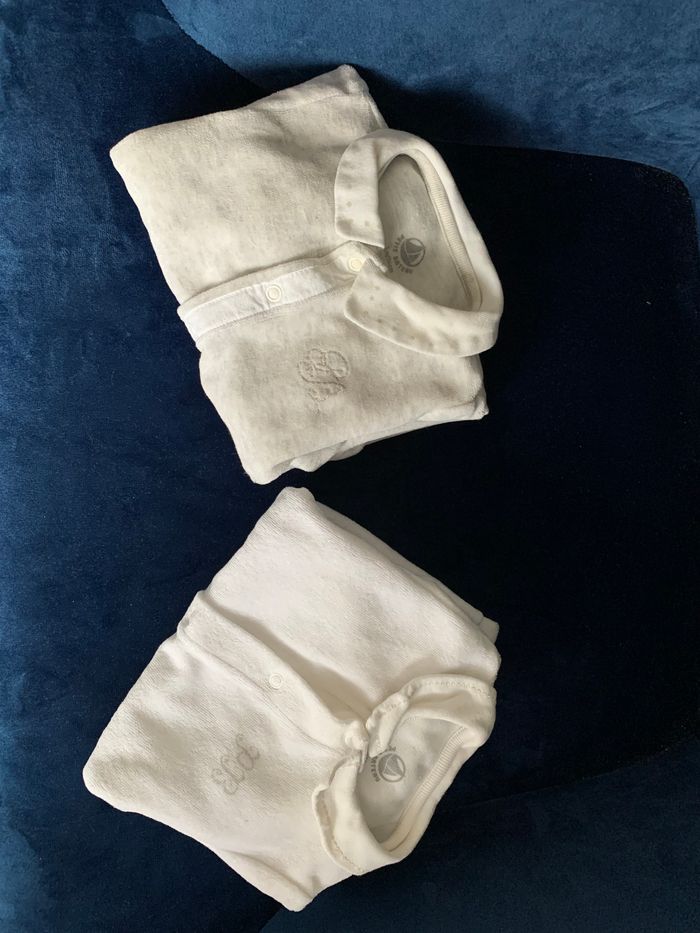 Lot 2 pyjamas velours 1 mois Petit Bateau - photo numéro 2