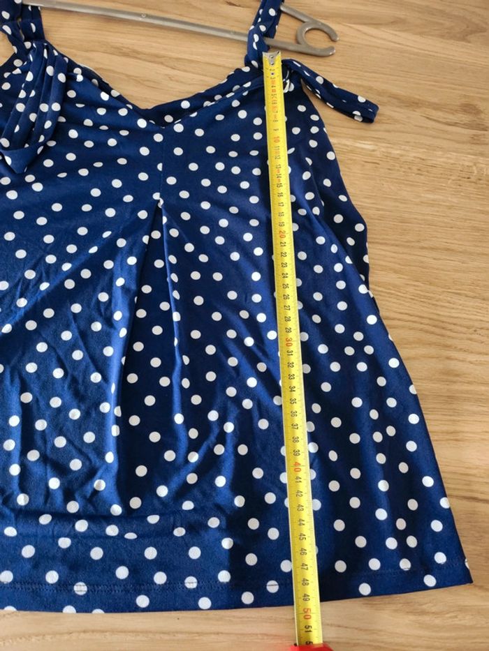 Débardeur tee-shirt Formul taille 38 comme neuf bleu marine a pois blanc - photo numéro 6