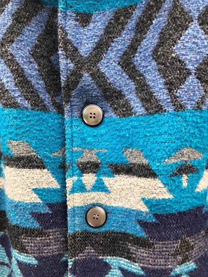 Manteau pure laine bleu Navajo Aztec made in France 🇫🇷 - photo numéro 8