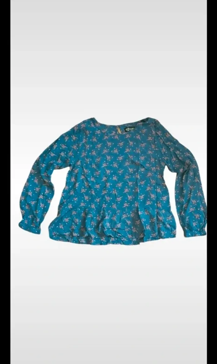Blouse bleu imprimé  fleurs taille similaire 36