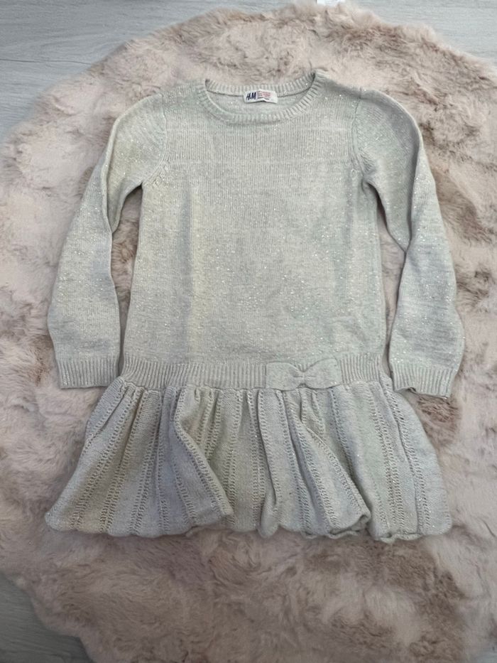 Robe fille beige et lurex doré 4-6 ans H&M