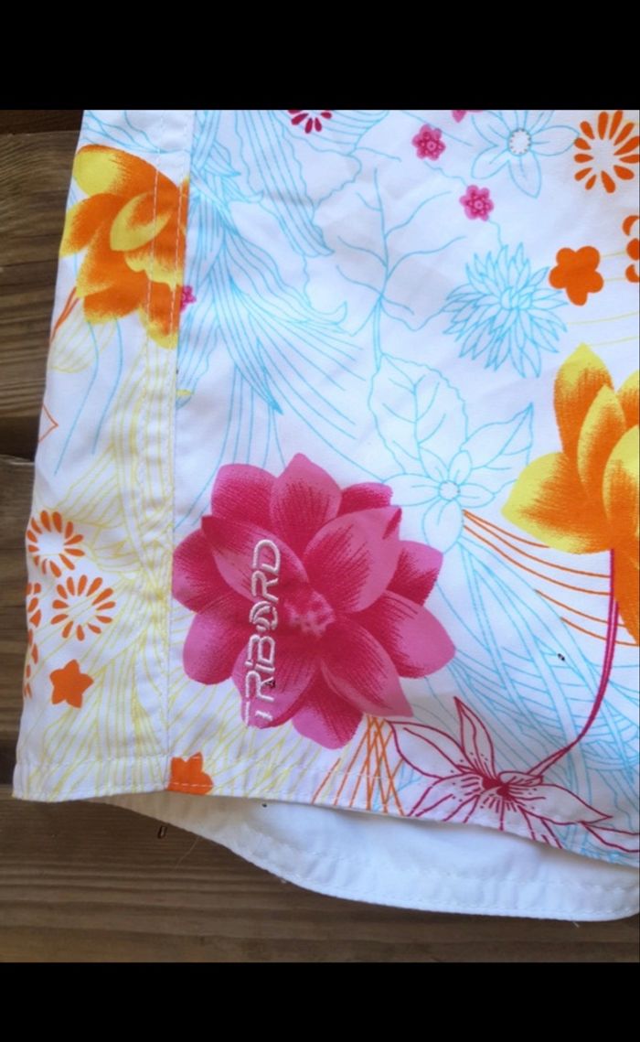 Bermuda de plage short de bain réversible beachwear blanc/floral neuf - photo numéro 10