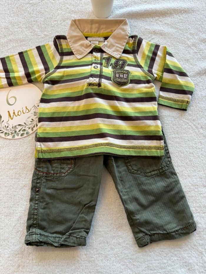 Ensemble polo vert rayé - photo numéro 2