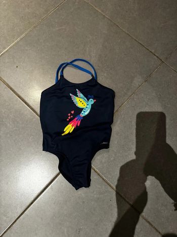 Maillot de bain 1 pièce - Décathlon - Nabaiji - Oiseau / Coeur - Bleu marine - 4/5 ans