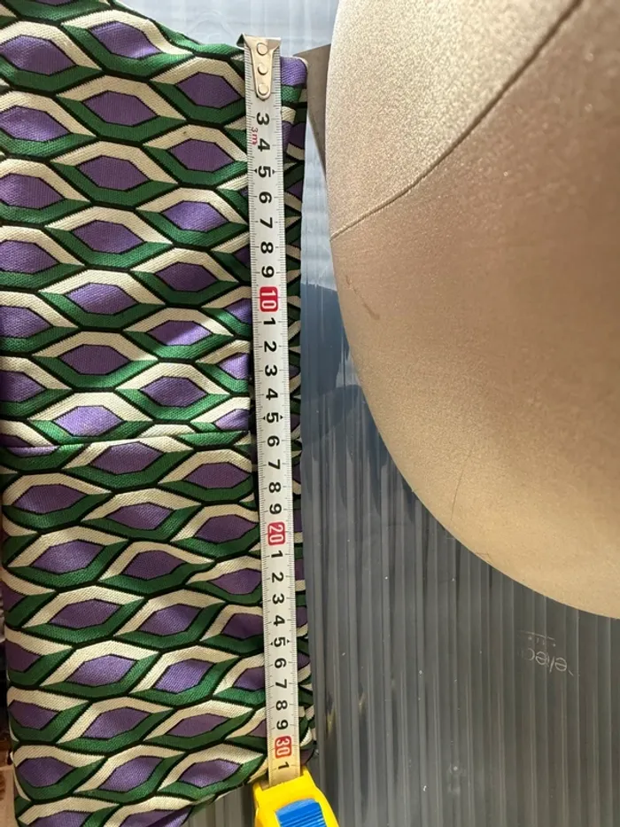 Pantalon Motif Géométrique Violet & Vert - Taille Haute / Évasé - photo numéro 4