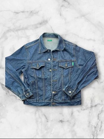 Veste en Jean Vintage Benetton Denim Bleu Brut – Taille M