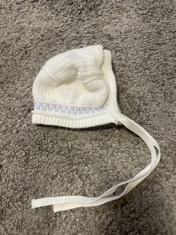Bonnet naissance laine blanc mixte