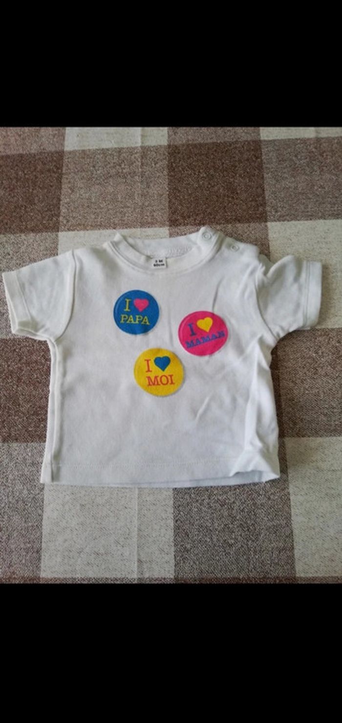 Tee shirt 3 mois blanc manches courtes