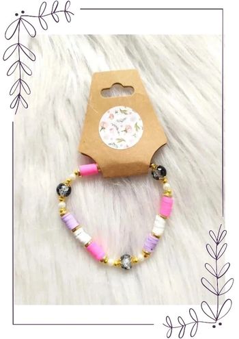 Bracelet élastique en perles plates d'argile