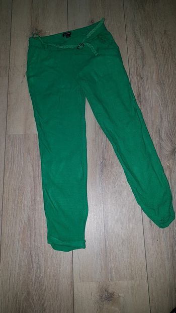Pantalon été fluide vert kiabi ceinture cuir 6 ans