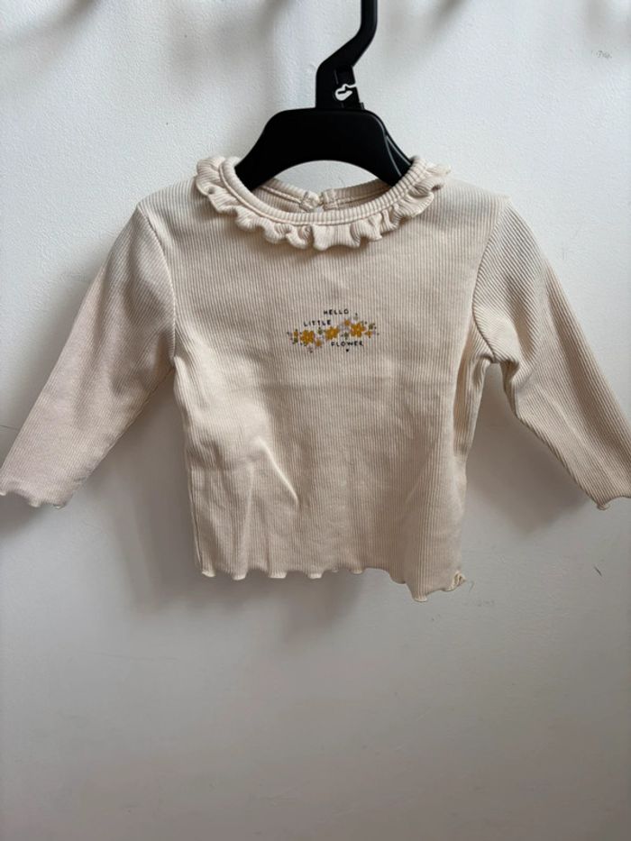 T-shirt manches longues crème Kiabi 3 mois - photo numéro 2