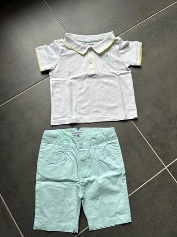 Ensemble 2 articles: t-shirt imitation polo et bermuda été Verbaudet bébé garçon