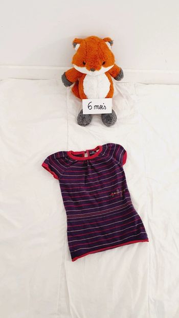 Robe en laine violette rayures Sergent Major bébé fille 6 mois