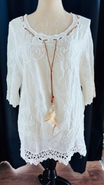 🌸 tunique blanche manches courtes taille unique pronto moda