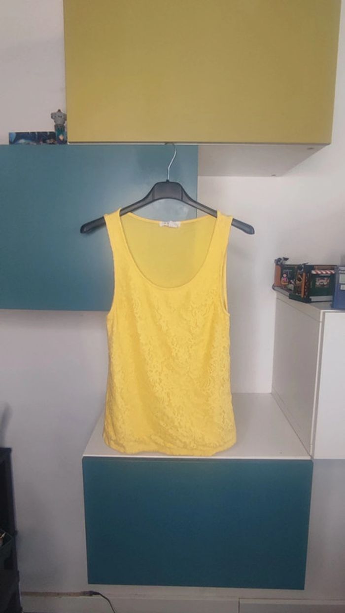 Débardeur Amisu jaune en dentelle, Taille M