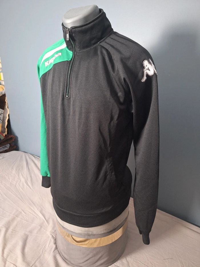 veste quart de zip kappa vintage/ homme - taille S / noir et vert - brodé (454) - photo numéro 8