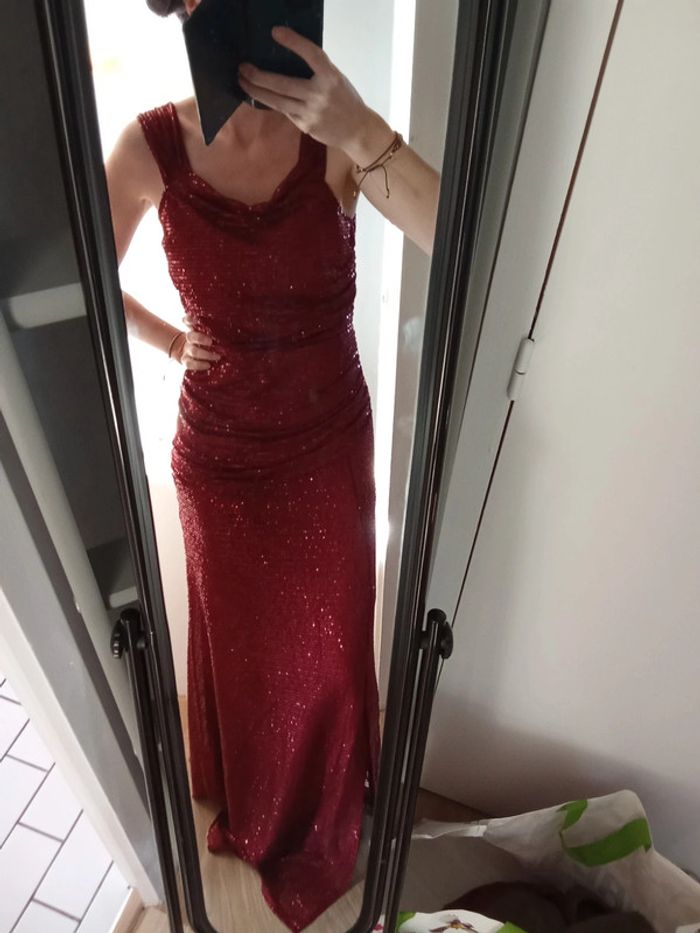 Robe gala sexy et elegant - Rouge strass - photo numéro 5