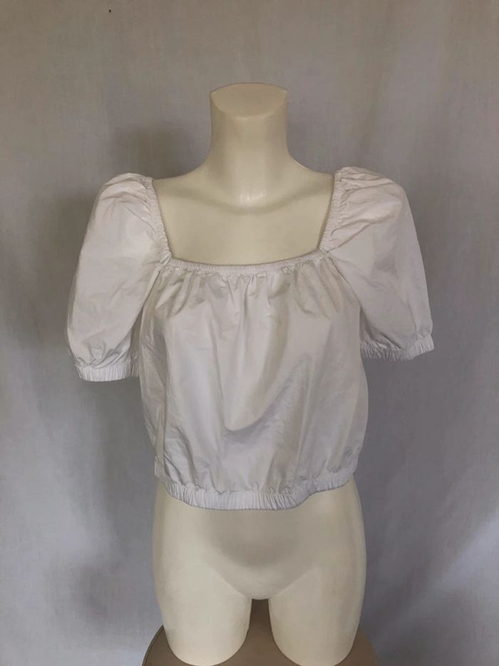 Haut manches courtes crop blanc H&M taille 42 très bon état