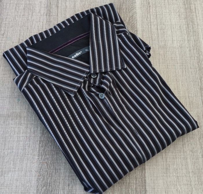 Chemise à manches longues pour homme marque Celio couleur noire à rayure blanche taille XL - photo numéro 3