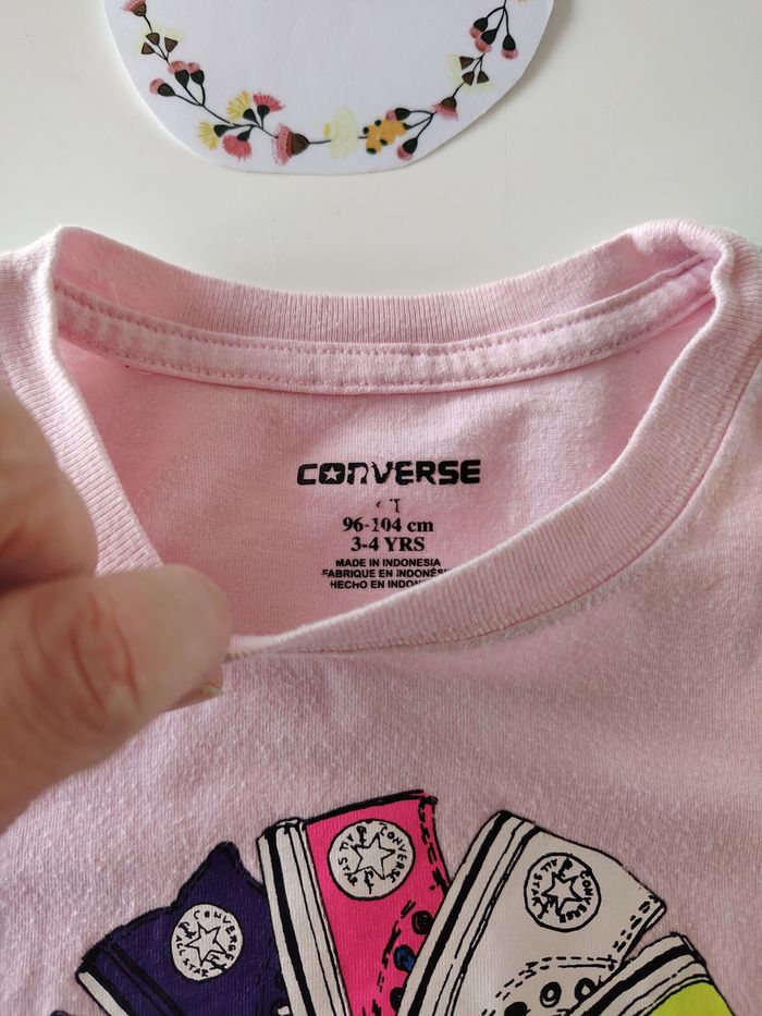 T-shirt manches courtes rose 4ans converse - photo numéro 3