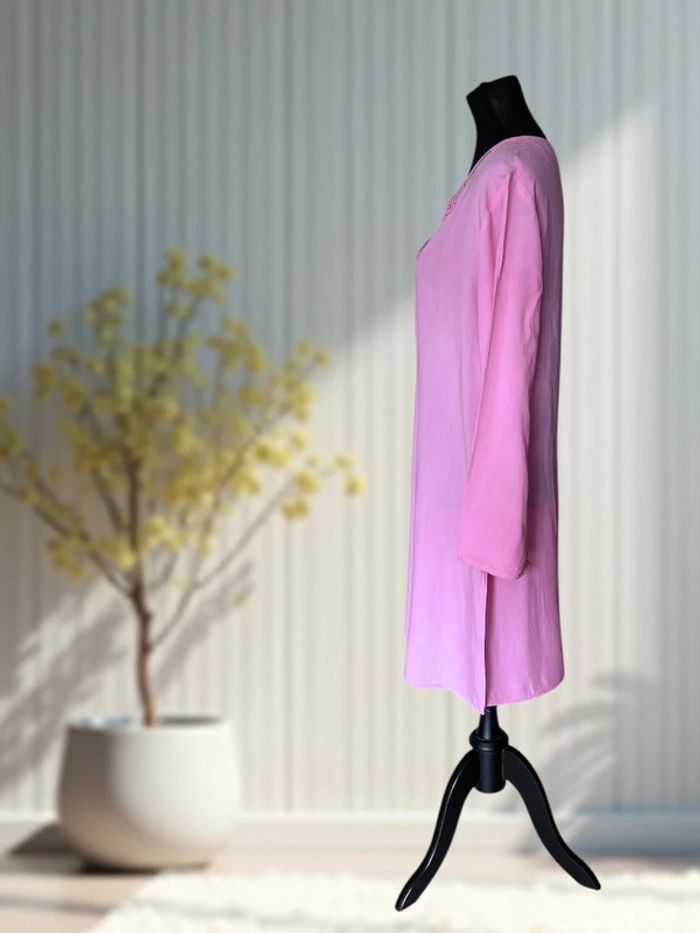 Tunique légère brodée rose fuschia – taille M - photo numéro 3