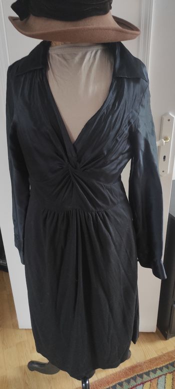 Robe noire élégante Darel laine et soie