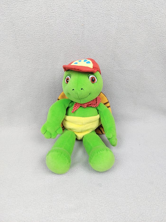 Peluche doudou tortue FRANKLIN JEMINI bandana rouge pois 35 cm