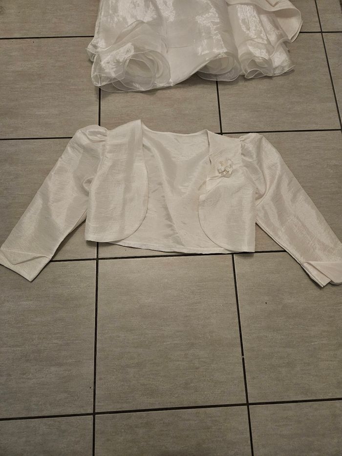 Robe blanche cérémonie mariage avec bolero taille 14ans - photo numéro 7