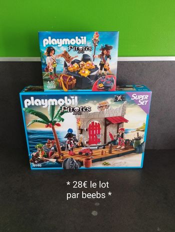 Lot playmobil pirates : forteresse et trésor