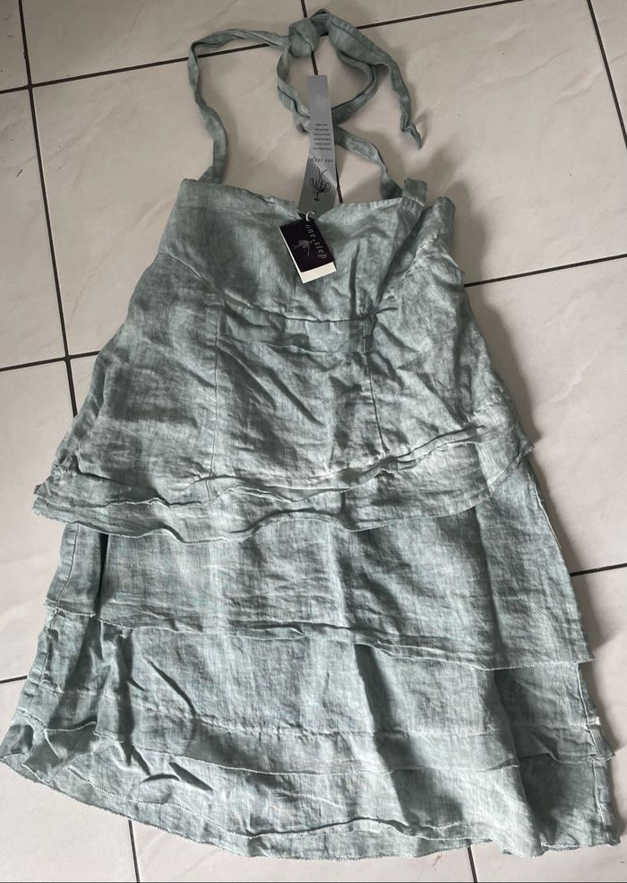 Belle robe One Step T 40 100% lin gris clair - photo numéro 4