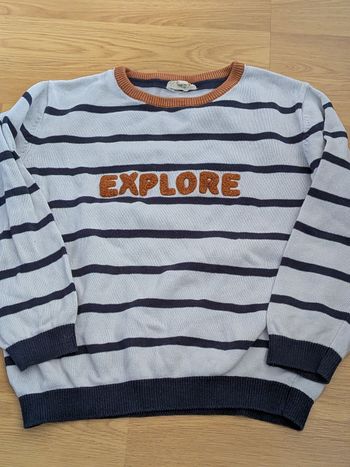 Pull Little Cigogne MC Kids 8 ans marinière Explore