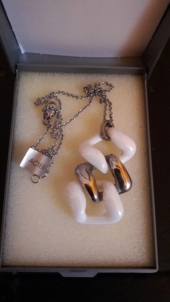 Collier femme acier céramique