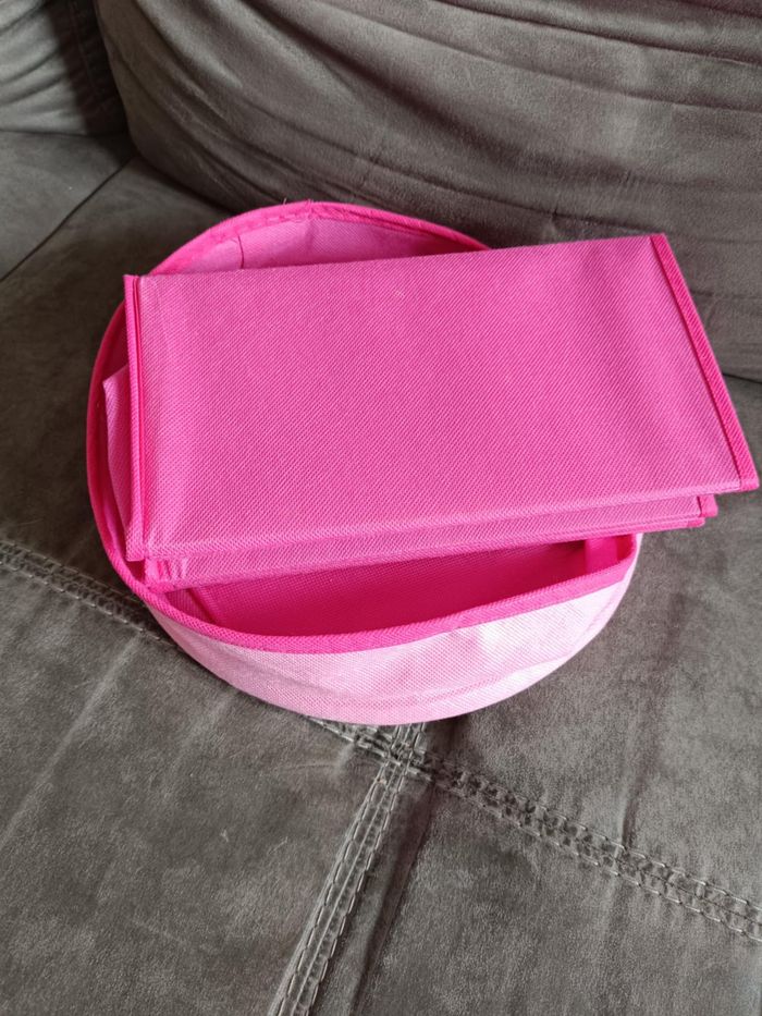 Coffre de rangement en tissu pliable princesses rose - photo numéro 6