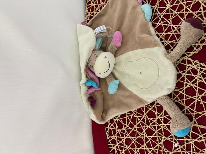 Doudou plat ane poney cheval beige rose bleu BABYSUN - photo numéro 5