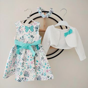 12 mois ensemble été chicaprie robe + gilet + bandeau