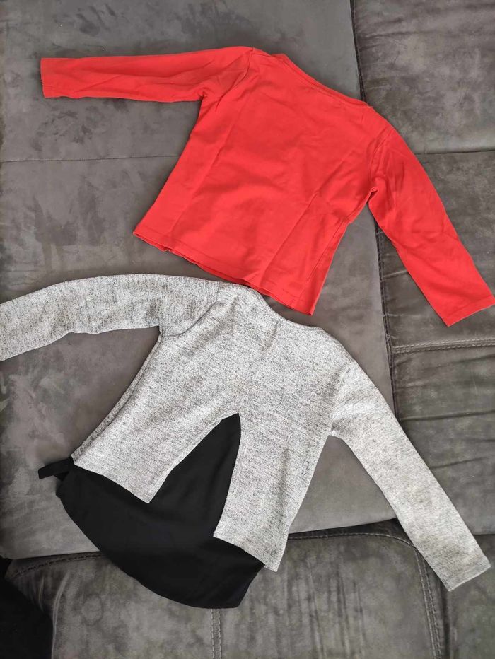 Lot de deux hauts manches longues fille 6 ans rouge et gris - photo numéro 3