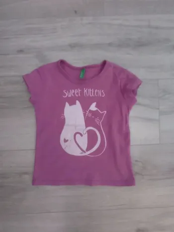 Tee shirt chat manches courtes fille United colors of Benettons