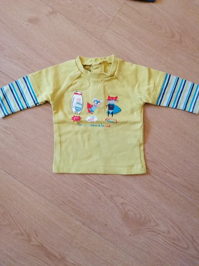 Lot 2 t-shirt manches longues 3mois - photo numéro 3