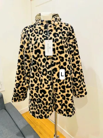 Manteau parka femme imperméable réversible fourré kaki/léopard taille L