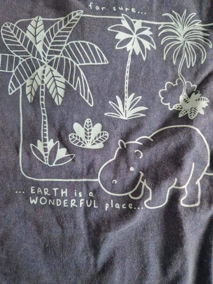 Tee-shirt manches courtes garçon Kiabi bleu hippopotame - photo numéro 2