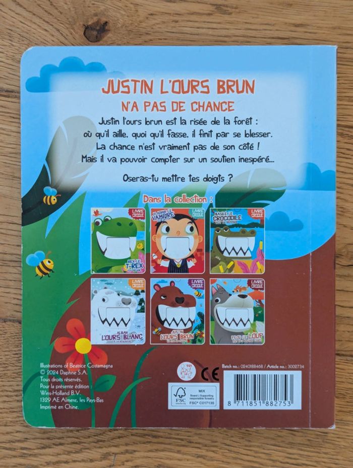Lot de 2 "Livre croque", Justin l'ours brun et Filon le loup - photo numéro 6