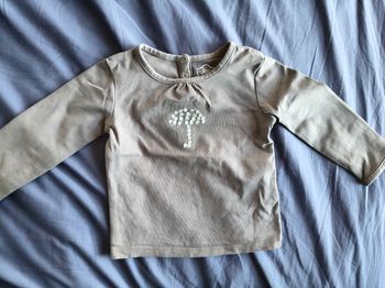 Tee-shirt manches longues fille JBC gris parapluie 74 cm
